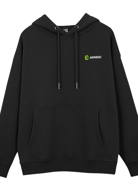 black unisex oversized drawstring hoodie