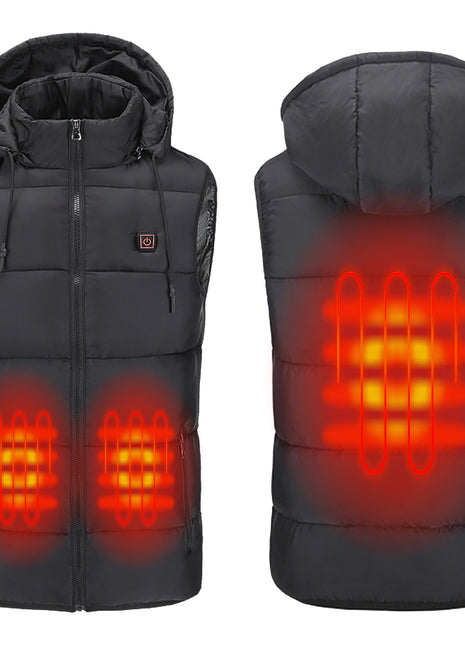 black unisex hooded heated vest