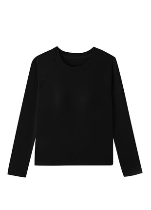 black womens silk wool thermal base layer top