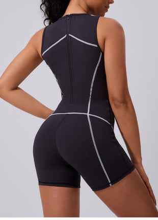 black womens yoga jumpsuit of back view