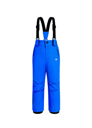 blue kids waterproof ski bib pants
