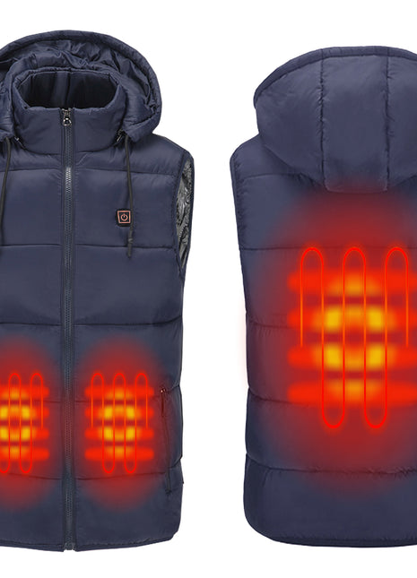 blue unisex hooded heated vest