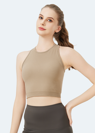 brown high elastic seamless sports bra