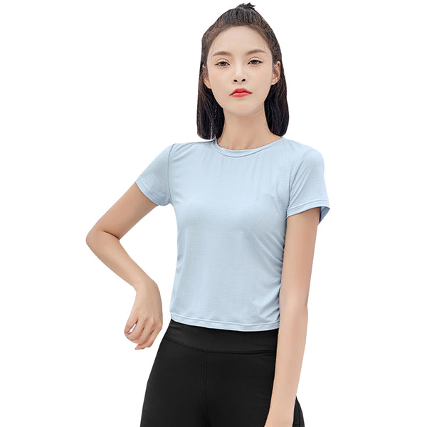 Sidiou Group Anniou Casual Sports T-shirt Women New Summer Irregular Design Quick dry Breathable Sunscreen Solid Color Short-Sleeved Tops