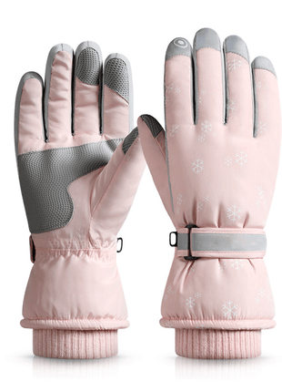 cherry blossom pink thermal ski gloves