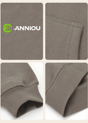 close up of mens heavyweight hoodie fabric stitching and ribbed cuffs