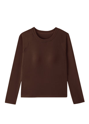 coffee womens silk wool thermal base layer top