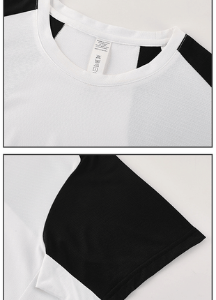 crew neck colorblock quick dry t shirt of collar and sleeve detail