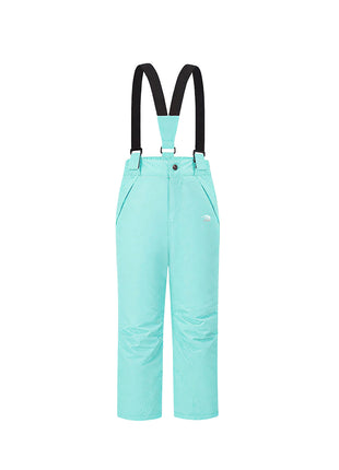 cyan blue kids waterproof ski bib pants