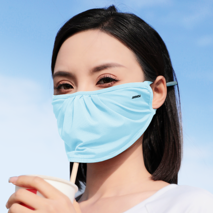 Sidiou Group ANNIOU Anti UV Mask Washable Ice Silk Soft Breathable Woman Sun Protecting Face Cover Outdoor UPF50+ Face Cover Ups