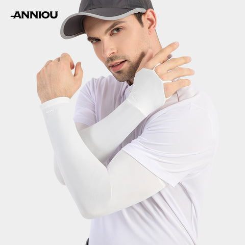 Sidiou Group ANNIOU High Quality 5A Anti Bacterial Cooling Breathable Raw Yarn Anti-UV Sunscreen Ice Sleeve For Men Outdoor Sports Golf Arm Sleeves