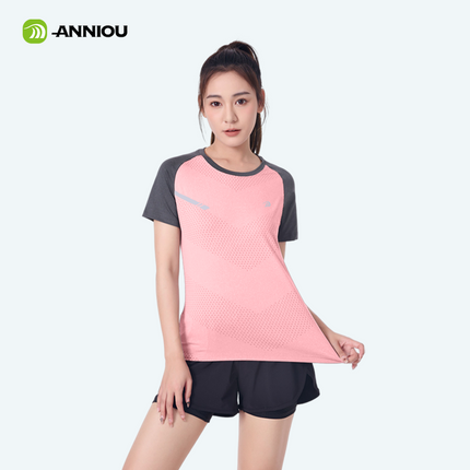 ANNIOU Sports Quick Dry Tops for Women Breathable Lightweight Fitness Yoga Stretch Short-sleeved Outdoor Running T-shirts