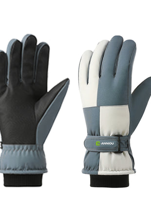 dark blue mens fleece lined ski gloves