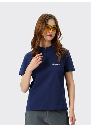 dark blue womens half zip quick dry t shirt