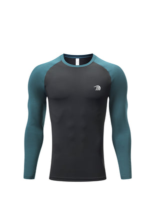 dark green colorblock raglan compression shirt