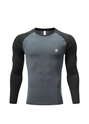 dark grey colorblock raglan compression shirt