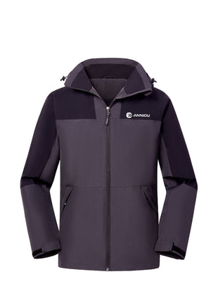 dark grey lightweight hooded windbreaker