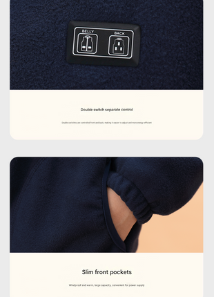 dual switch pocket heated fleece jacket