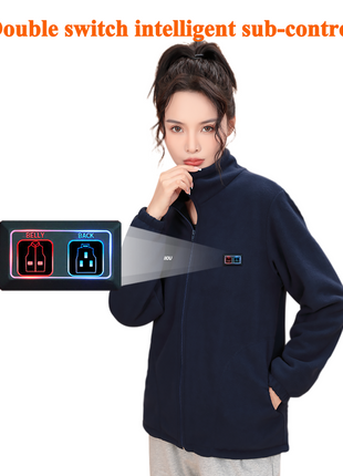 dual switch womens heated fleece jacket