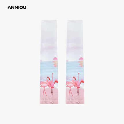 Sidiou Group ANNIOU Print Pattern Sunscreen Sleeve Women's UV protection Summer Thin 4 Way Stretch Sports Cycling Driving Fashion Arm Sleeve