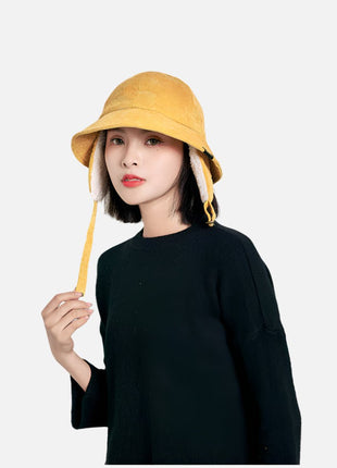Foldable Ear Flap Corduroy Bucket Hat - Sidiou Group