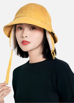 Foldable Ear Flap Corduroy Bucket Hat - Sidiou Group