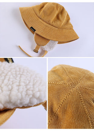 Foldable Ear Flap Corduroy Bucket Hat - Sidiou Group