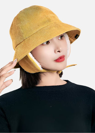 Foldable Ear Flap Corduroy Bucket Hat - Sidiou Group