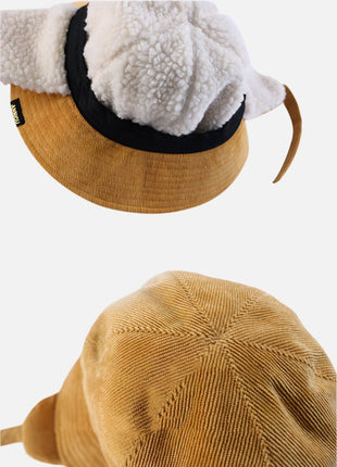 Foldable Ear Flap Corduroy Bucket Hat - Sidiou Group