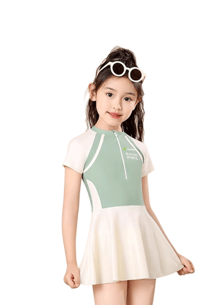 Girls' Color Block One - Piece Swim Dress - Sidiou Group