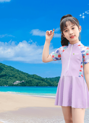 Girls' One - piece Swim Dress with Shorts - Sidiou Group