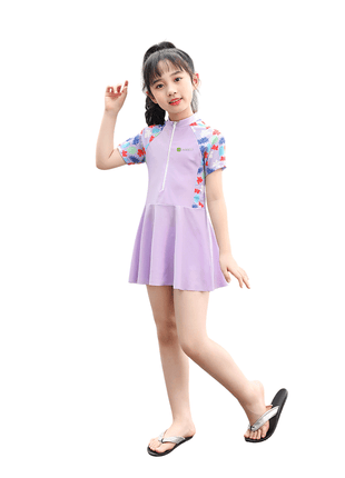Girls' One - piece Swim Dress with Shorts - Sidiou Group