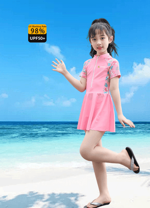 Girls' One - piece Swim Dress with Shorts - Sidiou Group
