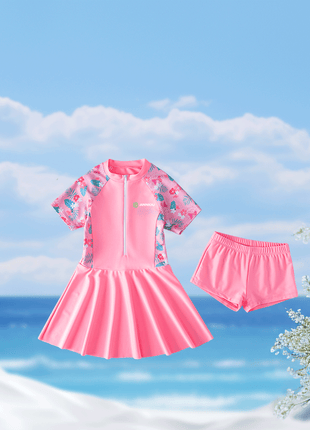 Girls' One - piece Swim Dress with Shorts - Sidiou Group