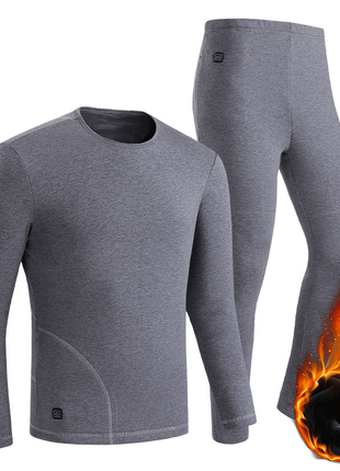 grey mens heated underwear set