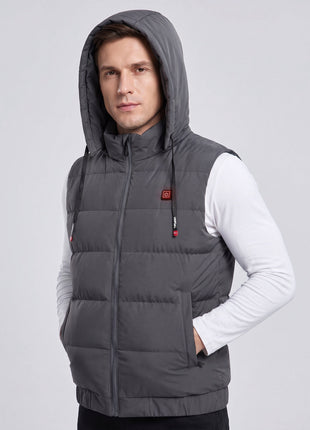 #grey men's hooded heated padded vest