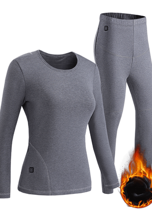grey womens heated underwear set