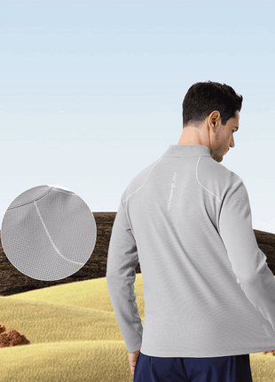 half zip activewear pullover featuring durable stitching
