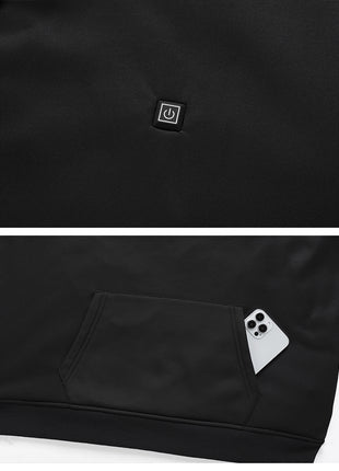 heated hoodie with power button and front pocket