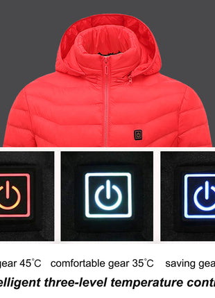 intelligent three level 3 area hooded heated jacket