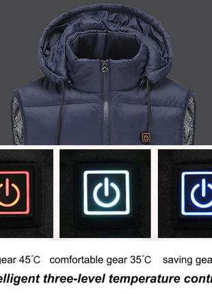 intelligent three level temperature control hooded heated vest