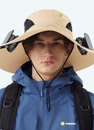 kahki solar powered fan bucket hat