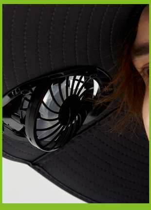 large brim solar hat with fan