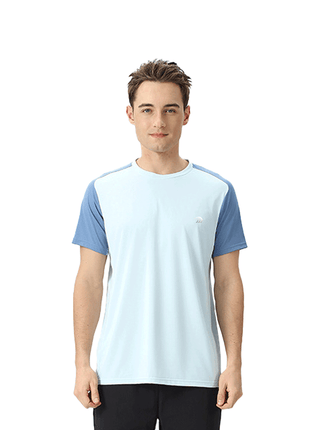 light blue mens colorblock quick dry t shirt