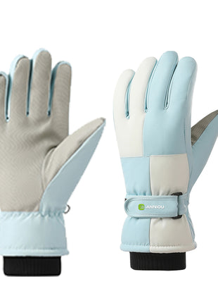 light blue womens fleece lined ski gloves
