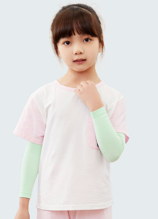 light green kids ice silk cooling sun sleeves