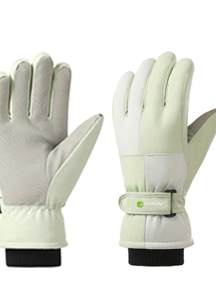 light green womens fleece lined ski gloves