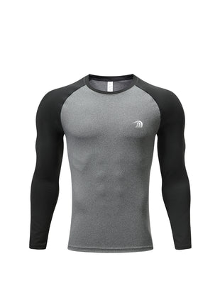 light grey colorblock raglan compression shirt