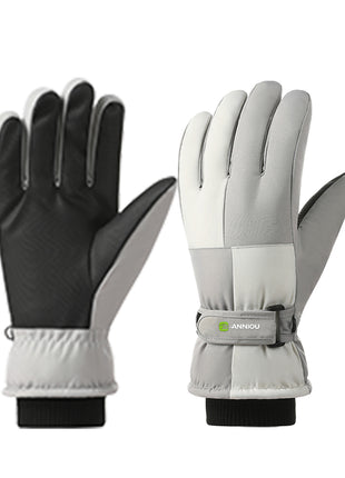 light grey mens fleece lined ski gloves