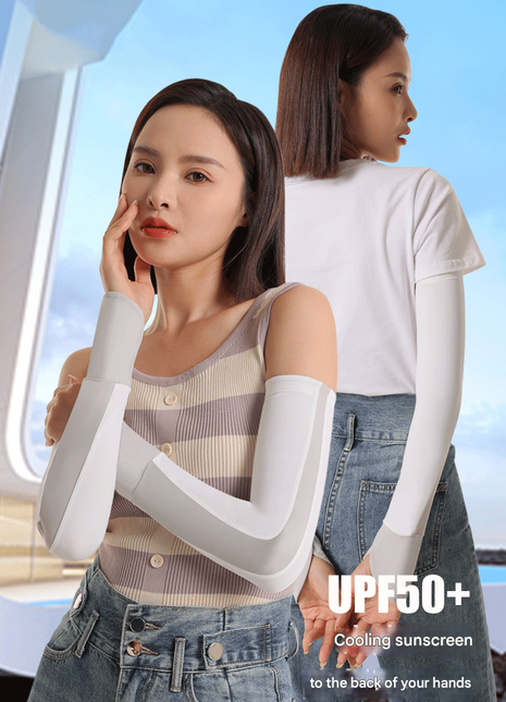 light grey stretch cooling sun protection sleeves